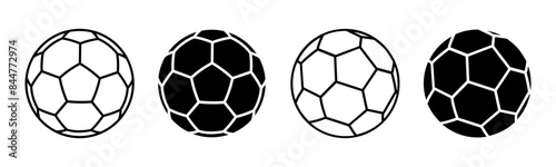 Soccer ball set icons, football signs, line soccer sport ball – vector