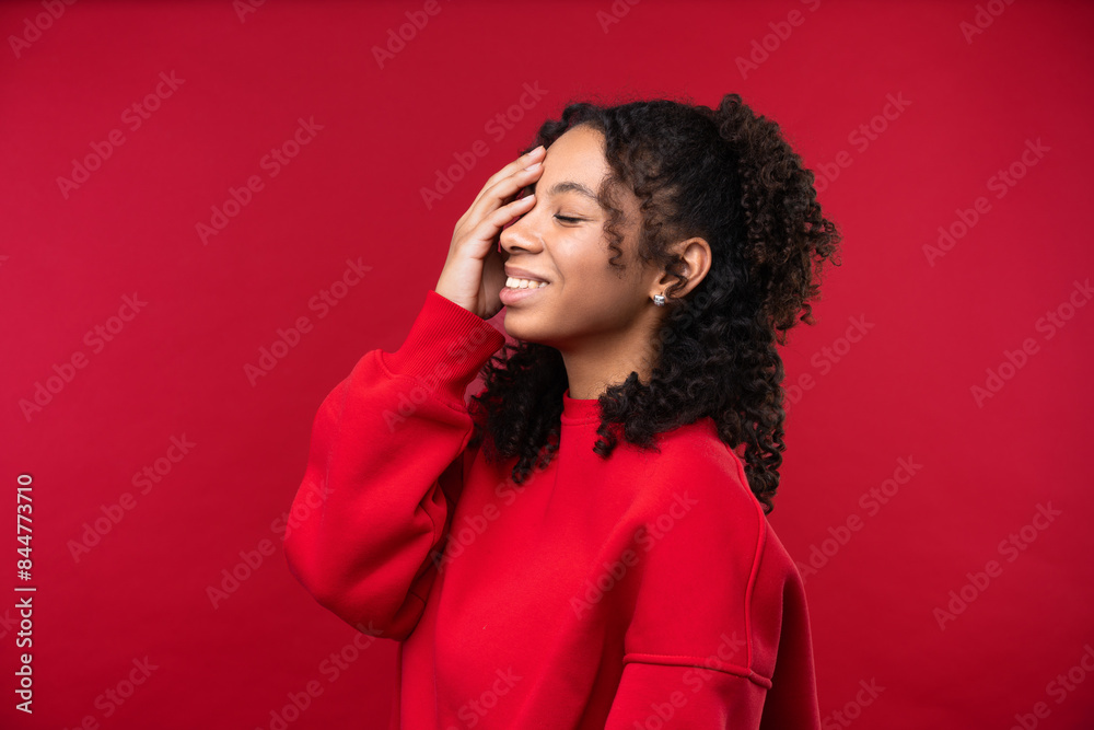 Happy emotions concept. Positive and beautiful young woman in studio Happy emotions concept. Positive and beautiful young woman in studio