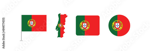 Vector Portugal flag. Set of Portugal Flags Collection. 
