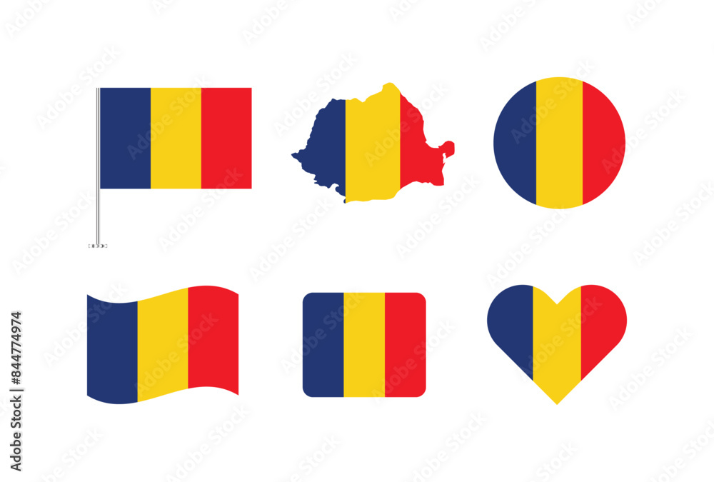 Fototapeta premium Vector Romania flag. Set of Romania Flags Collection. 
