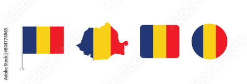 Vector Romania flag. Set of Romania Flags Collection. 
