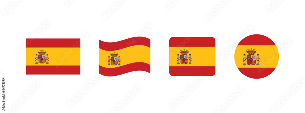Obraz premium Vector Spain flag. Set of Spain Flags Collection.