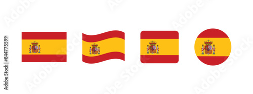 Vector Spain flag. Set of Spain Flags Collection. 
