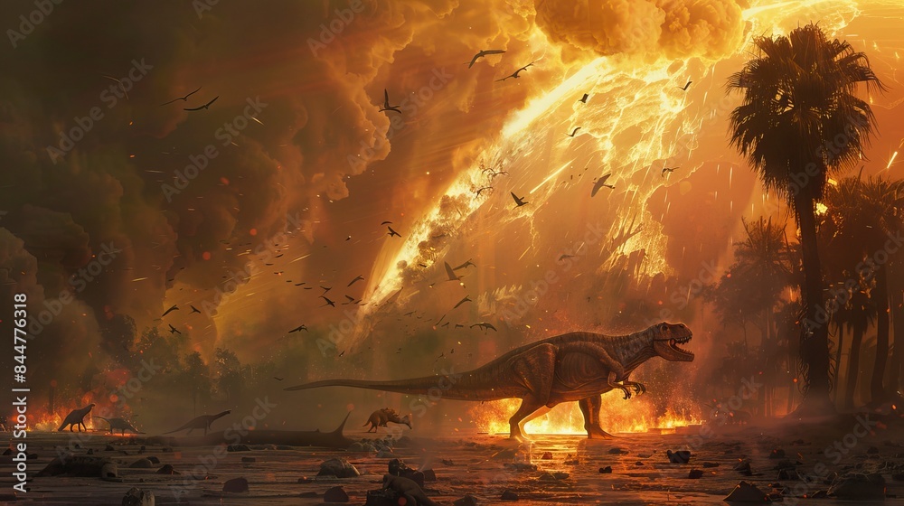 Fototapeta premium Artwork of Dinosaur Extinction Event