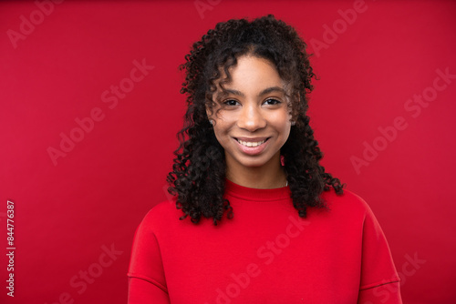 Happy emotions concept. Positive and beautiful young woman in studio