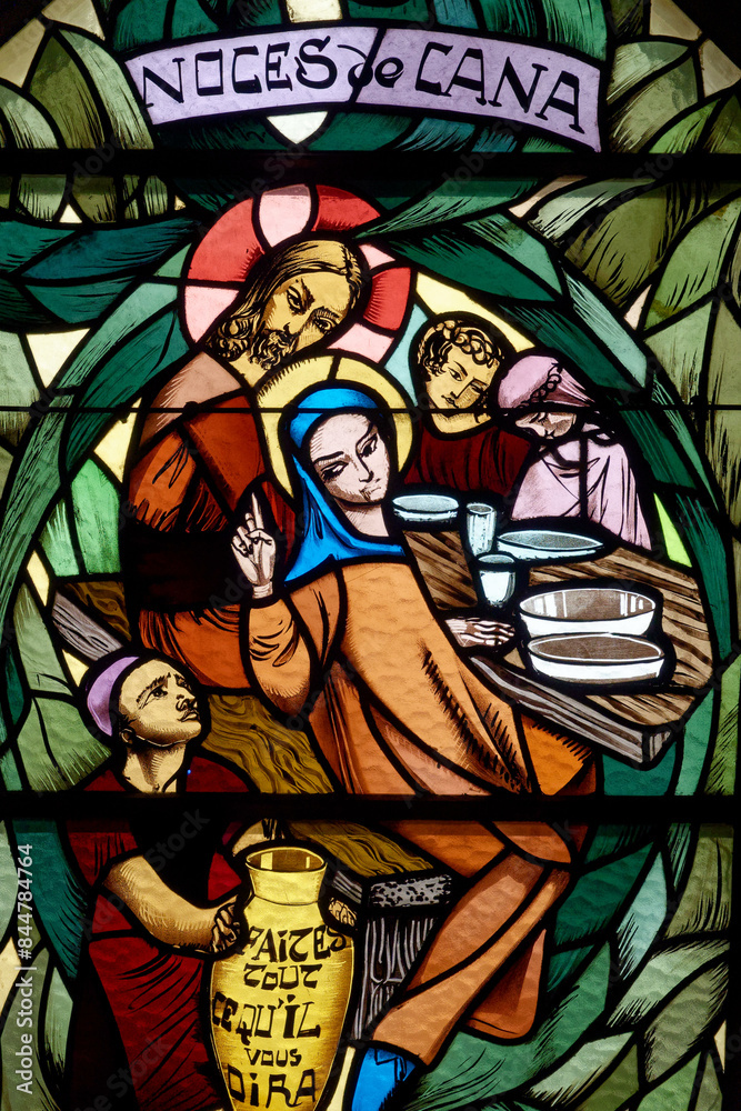 Obraz premium The miracle of the wedding feast at Cana. Le miracle des noces de Cana. Annecy - France