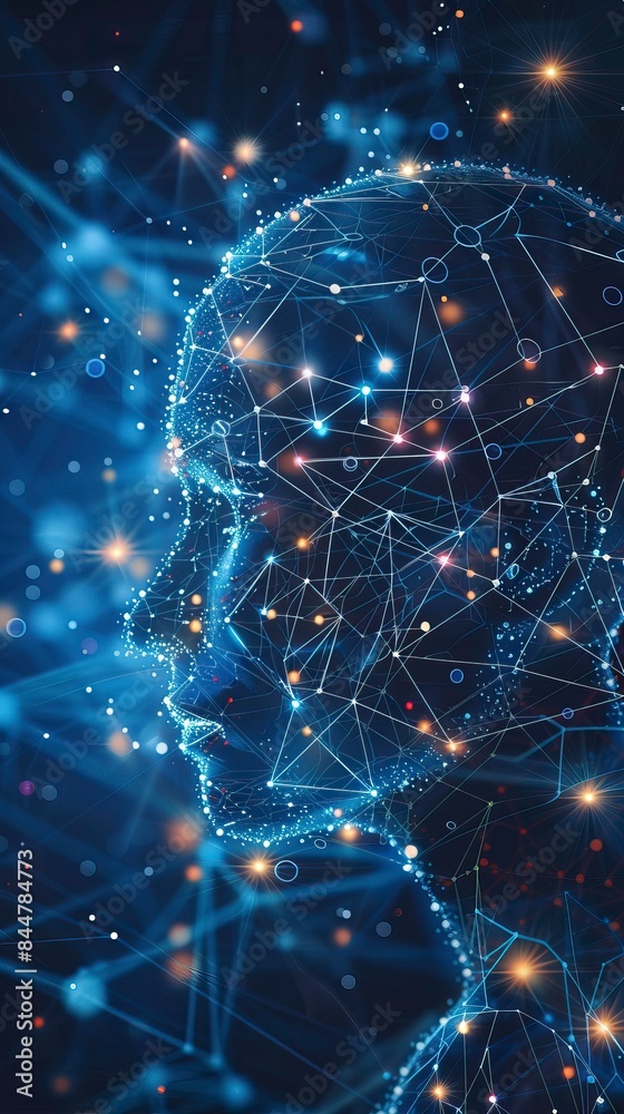 Obraz premium Artificial intelligence. Technology web background. Virtual concept, brain drawing
