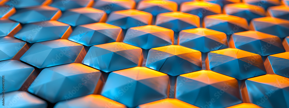 Obraz premium Hexagonal Grid: A Study in Light and Shadow