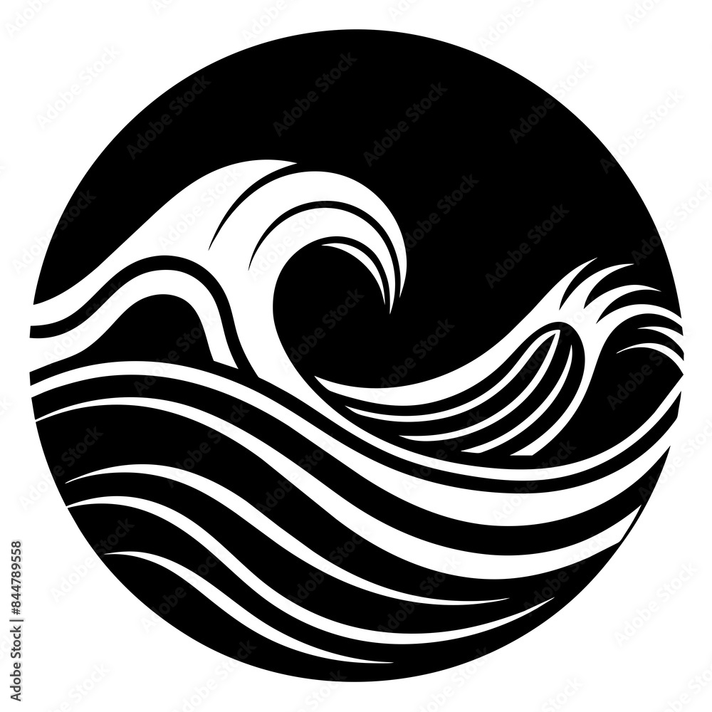 Naklejka premium Ocean wave silhouette vector illustration