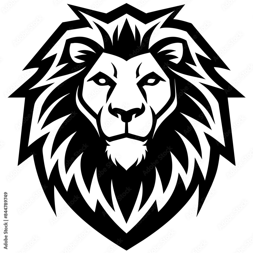 Obraz premium Lion head logo icon line art vector illustration