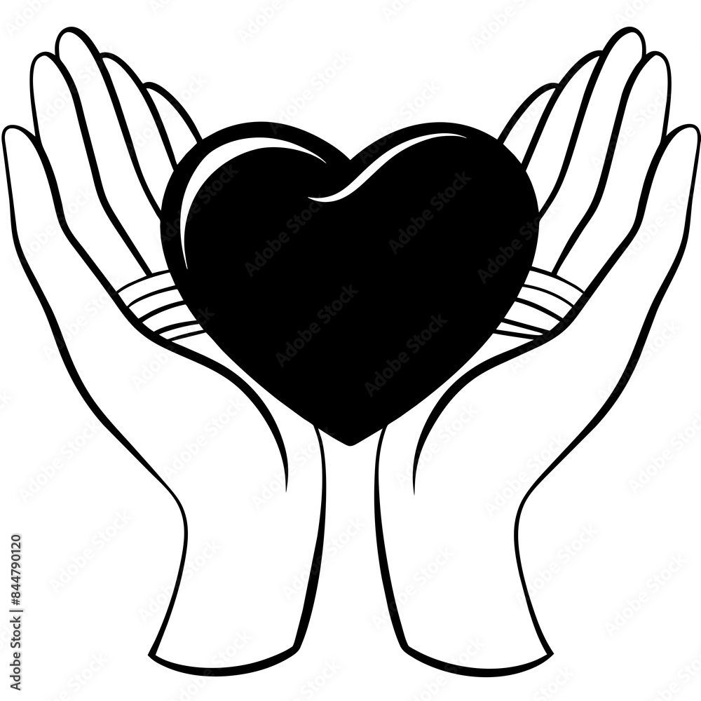 Hand holding Heart vector illustration
