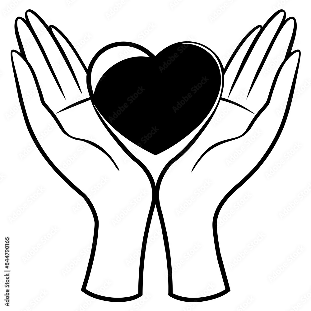 Hand holding Heart vector illustration Hand holding Heart vector illustration