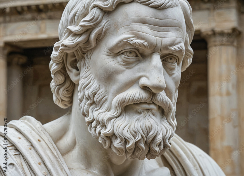 Conceptualizing Aristotle. A Statue Symbolizing Greek Culture and Antiquity. Generative AI Conceptualizing Aristotle. A Statue Symbolizing Greek Culture and Antiquity. Generative AI