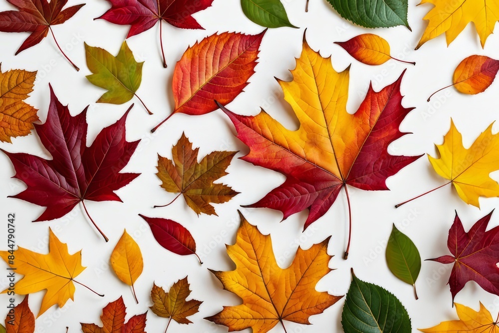 Bright autumn maple leaves on a white background Bright autumn maple leaves on a white background