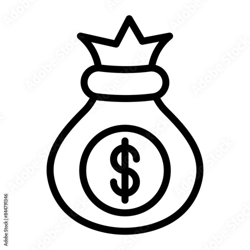 Money Bag Vector Line Icon