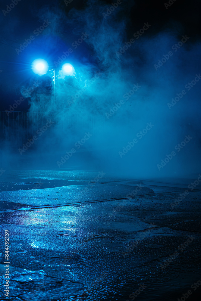 Dark empty scene, blue neon searchlight light, wet asphalt, smoke, night view, rays
Dark empty scene, blue neon searchlight light, wet asphalt, smoke, night view, rays