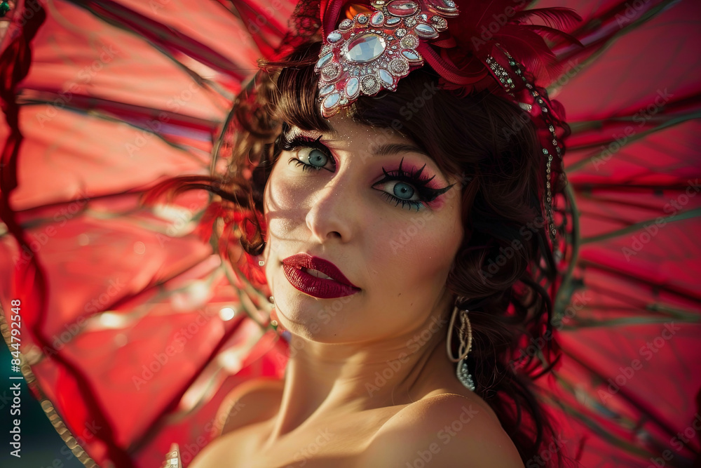 Fototapeta premium Burlesque diva performing burlesque show act 