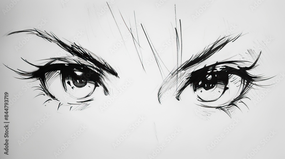 Fototapeta premium anime eyes sketch