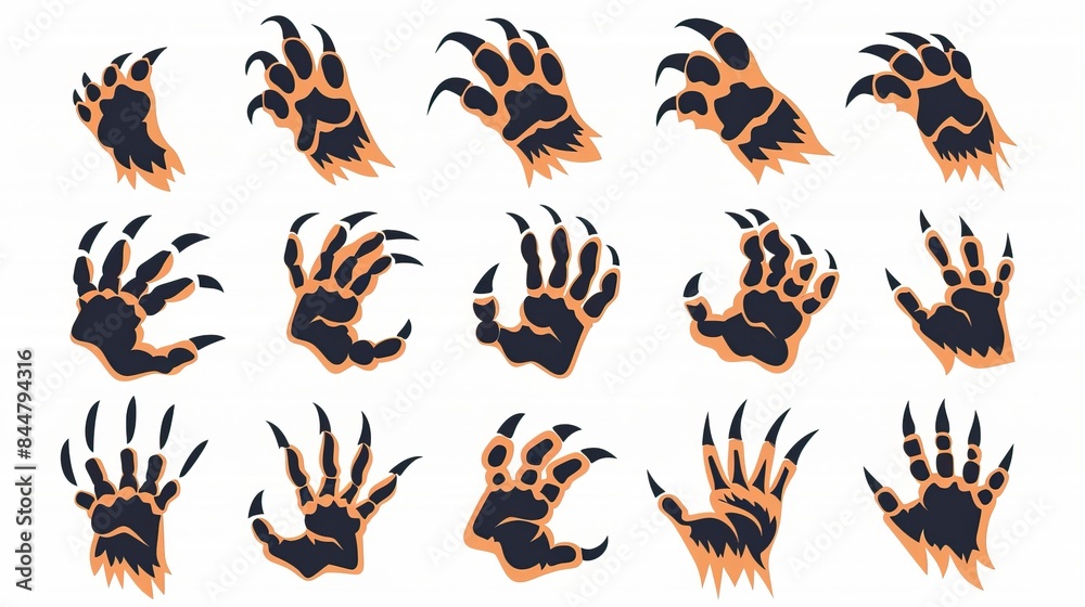 Animals claw scratches icons set, wolf drawing
Animals claw scratches icons set, wolf drawing