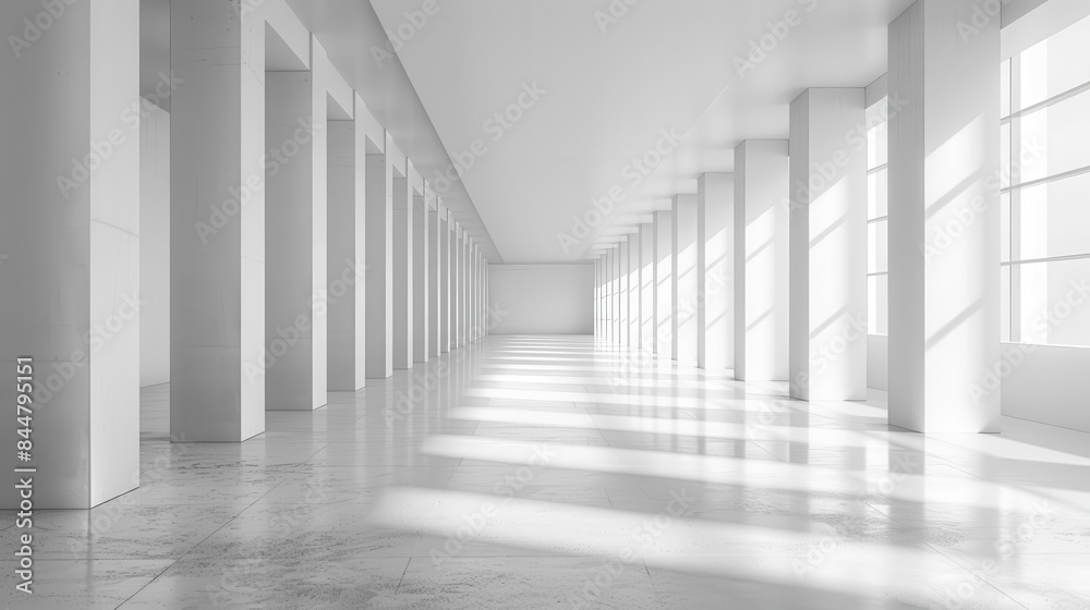 Empty white and grey space with clean lines Empty white and grey space with clean lines