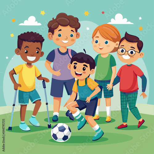 athletes with prosthetics running on a track, disabled and non-disabled athletes in sports vector backgrounds