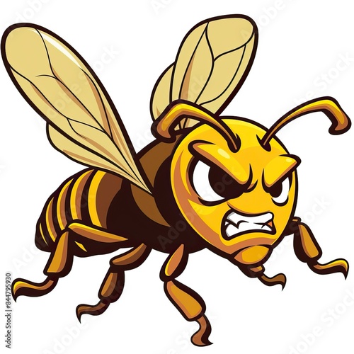 Angry hornet, wasp, or bee mascot clip art. Vector illustration with simple gradient