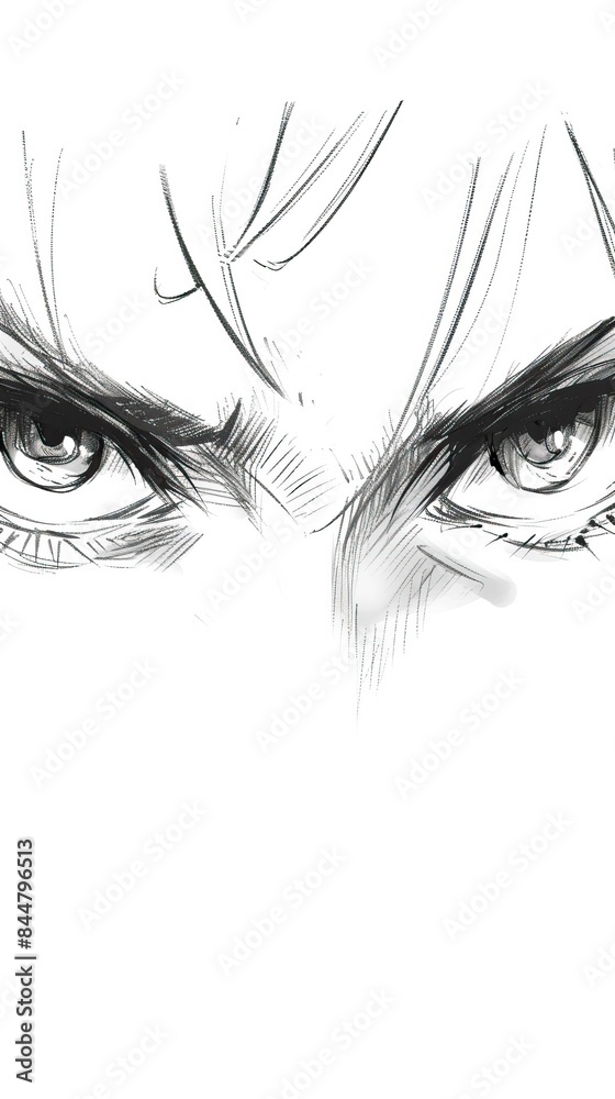 Fototapeta premium Angry anime eyes sketch 