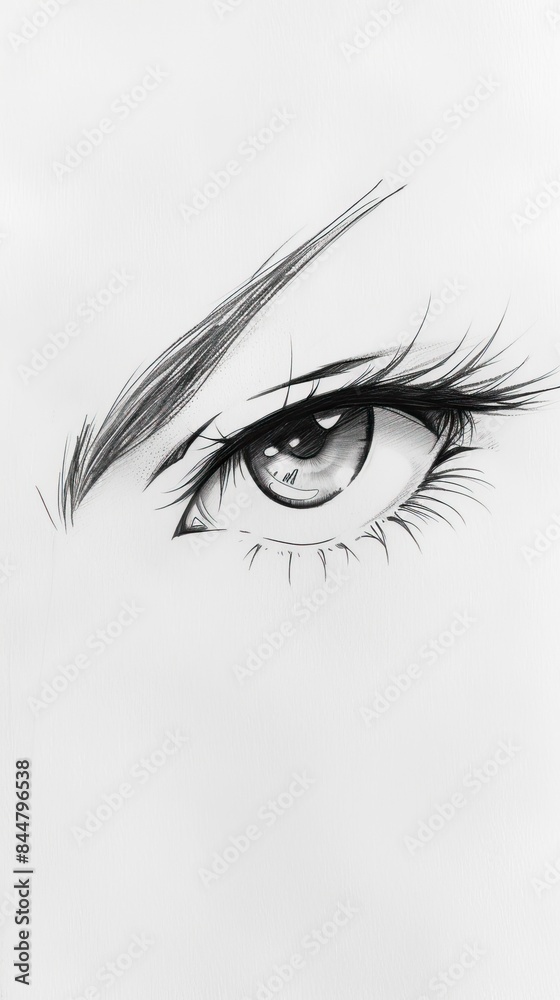 Fototapeta premium Angry anime eyes sketch 