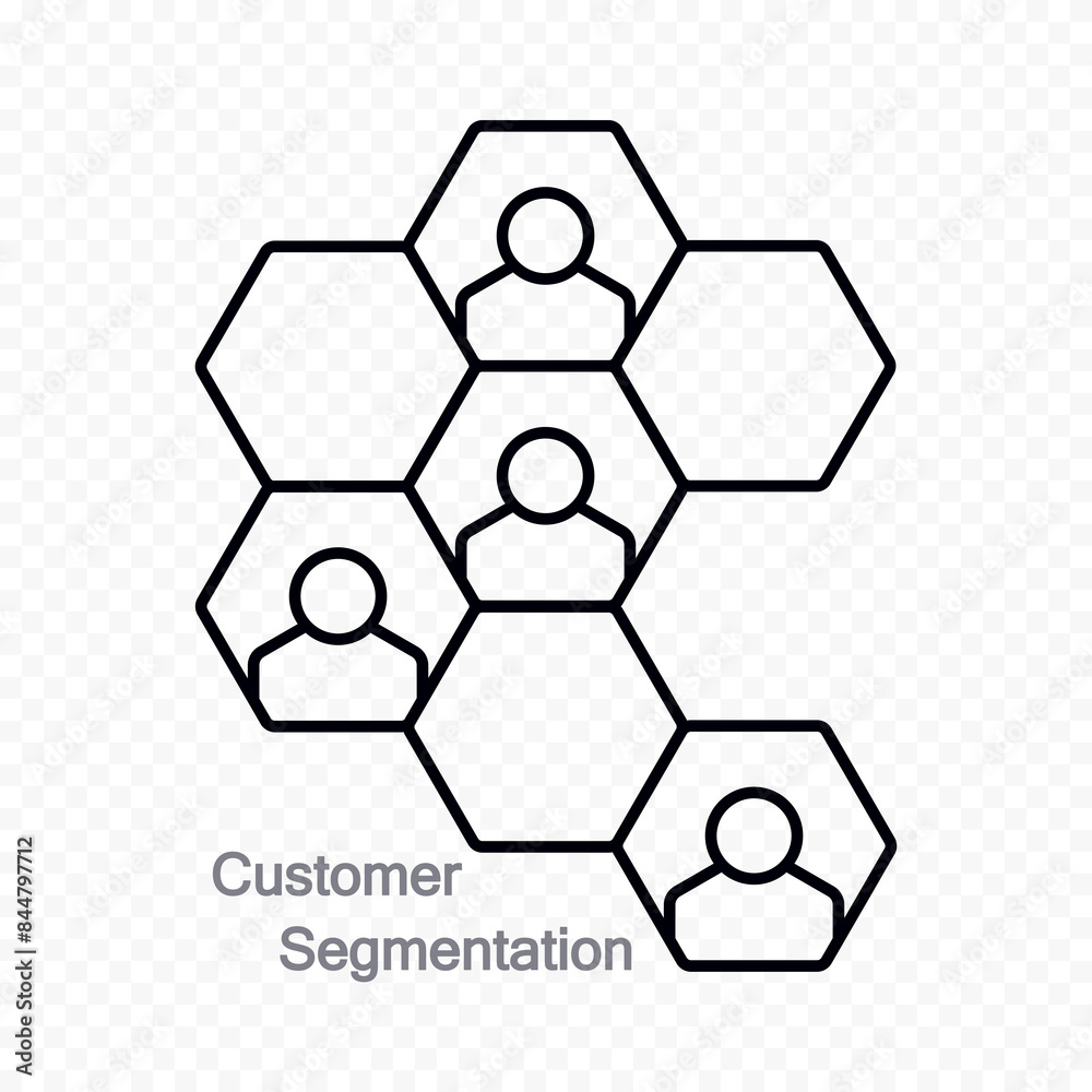 Customer segmentation concept. Vector illustration in outline design.
