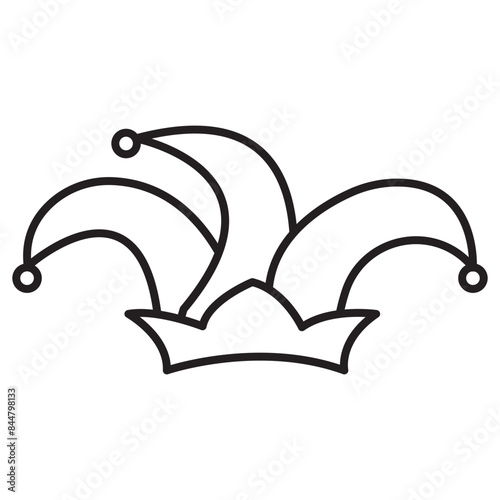 Festive Jester Hat Icon Ideal for Carnival and Celebration Themes