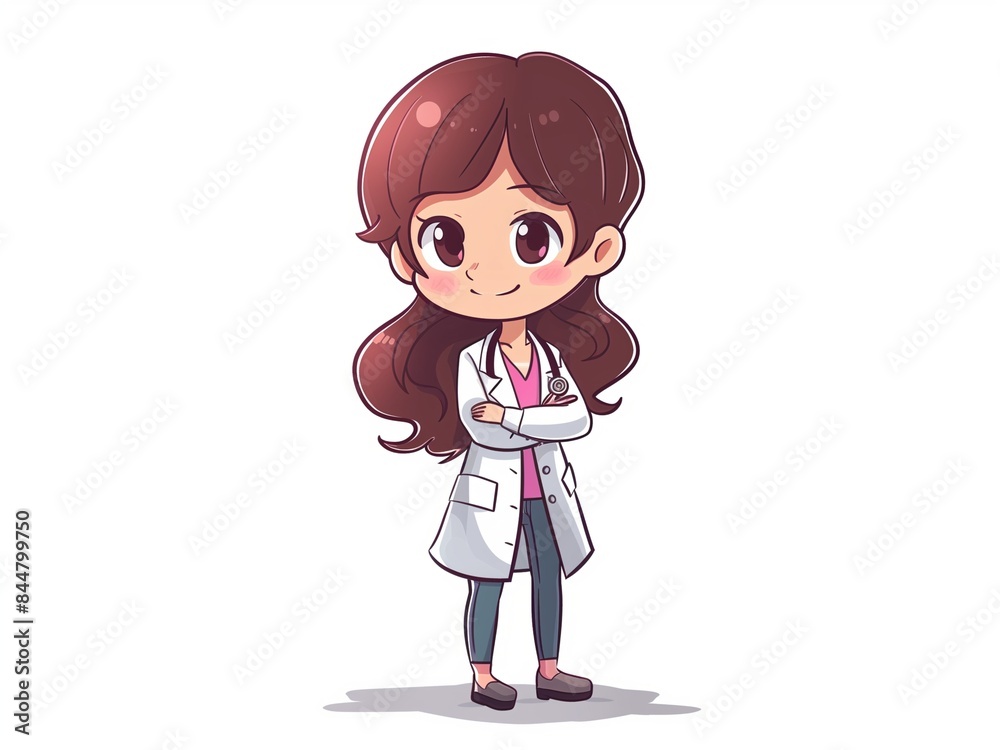 cute female doctor chibi character doodle style cute female doctor chibi character doodle style