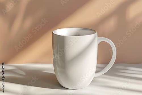 White mug mockup on aesthetic background. Coffee mug mockup.