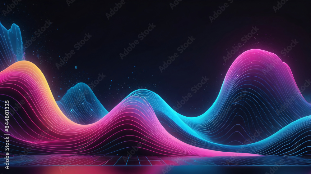 Big Neon Wave Background Background ai 