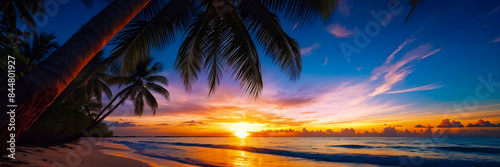 Nature Sunset Beach Web Banner Background, Web Cover Image, Footer Image
