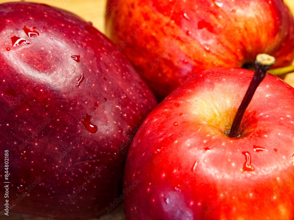 Red Apples Water Drops. Juicy apples with water drops, ideal for fruit market ads. Red Apples Water Drops. Juicy apples with water drops, ideal for fruit market ads.