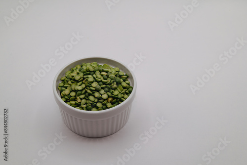Split peas in a white bowl