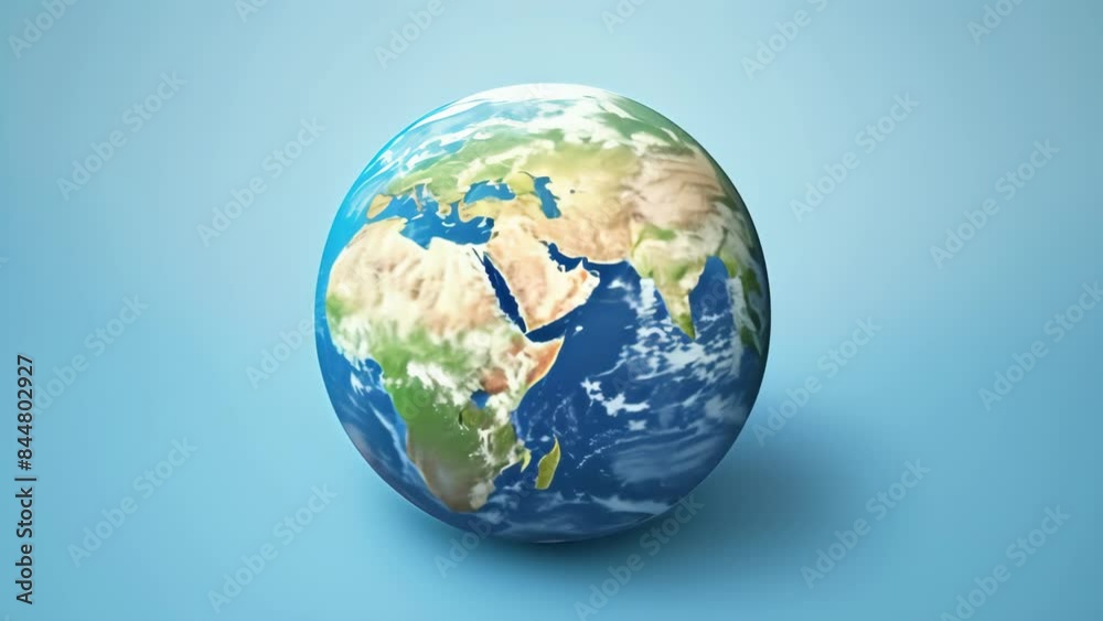 Realistic globe of Earth on light blue background. High-resolution studio photography. Global representation and geography concept. Realistic globe of Earth on light blue background. High-resolution studio photography. Global representation and geography concept.