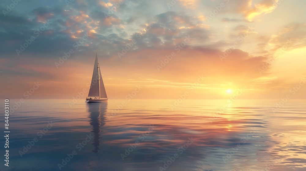 Fototapeta premium Radiant Beginnings: Capturing the Serenity of a Beautiful Sunrise in Nature's Embrace