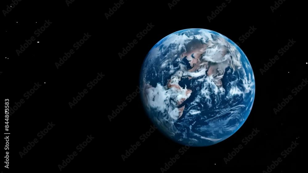 Realistic globe of Earth in outer space with black background. High-resolution space photography. Global representation and geography concept. Design for poster Realistic globe of Earth in outer space with black background. High-resolution space photography. Global representation and geography concept. Design for poster