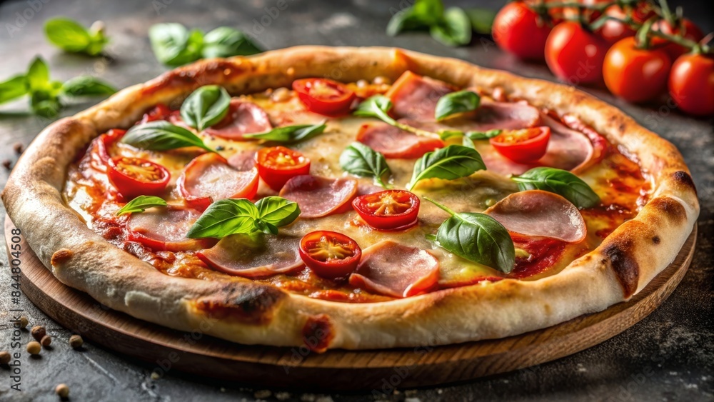 Close-up of a Slice of Pepperoni Pizza on a Wooden Cutting Board Close-up of a Slice of Pepperoni Pizza on a Wooden Cutting Board
