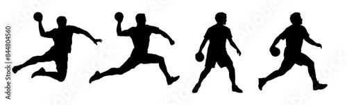 Set of  handball player silhouette vector illustration