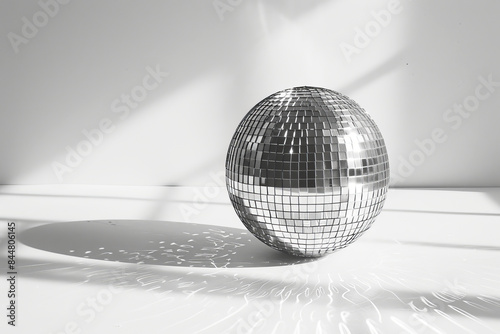 Disco ball in the sun on a white background
 photo