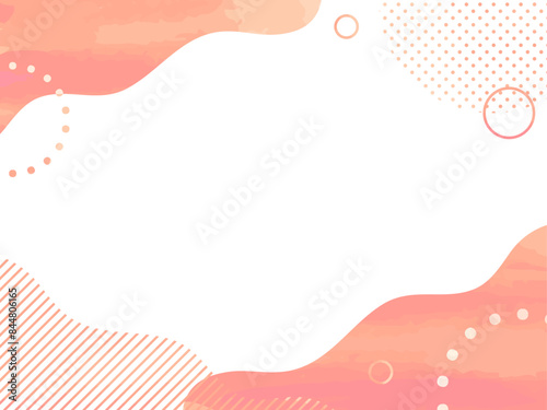 ピンク　水彩風　ポップ 　ウェーブ　フレーム　背景