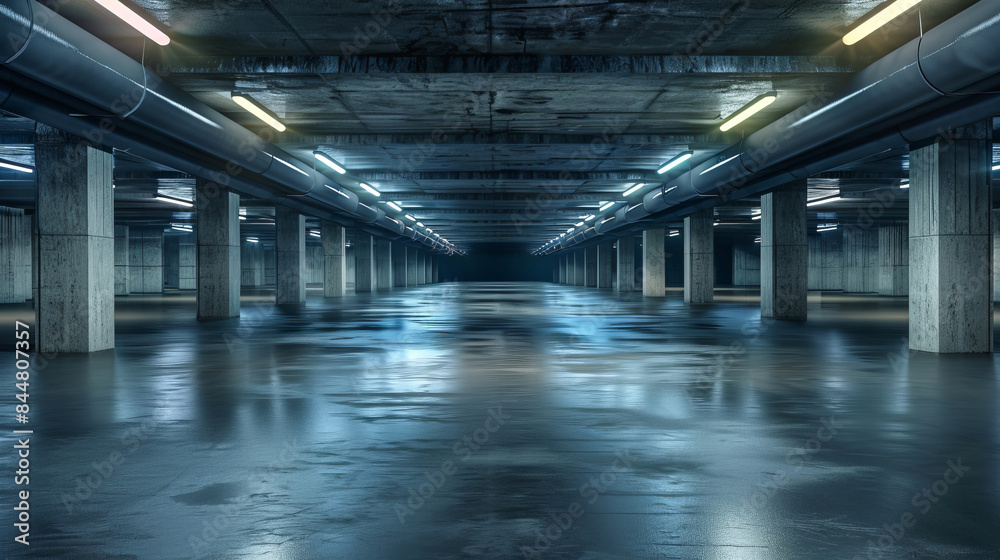 Empty underground parking background with copy space
Empty underground parking background with copy space