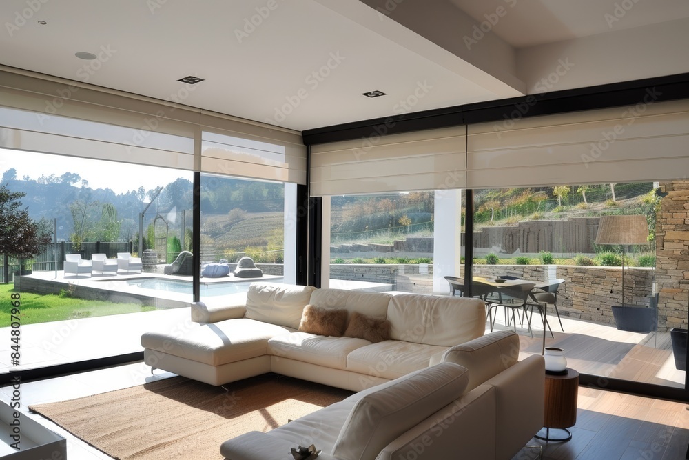 Luxury Living Room with Scenic View Luxury Living Room with Scenic View