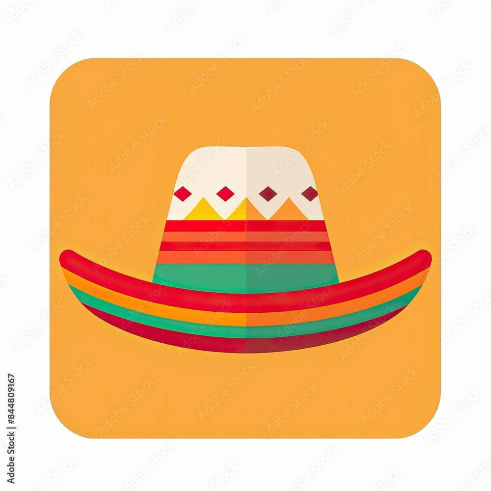 An icon for apps and websites of a Mexican hat in a colorful flat modern style. An icon for apps and websites of a Mexican hat in a colorful flat modern style.