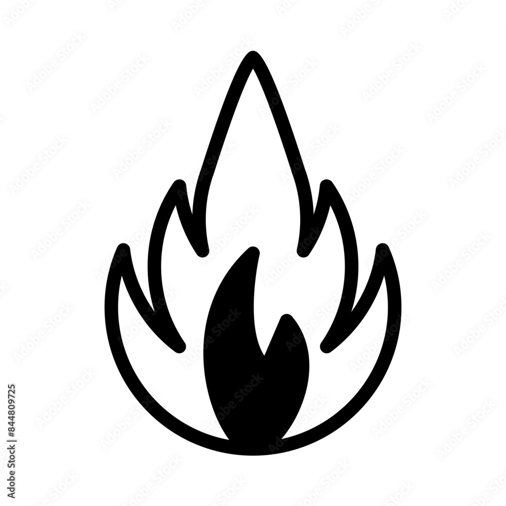 fire icon or logo illustration outline black filled style fire icon or logo illustration outline black filled style