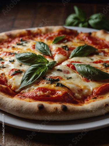 Savory Margherita pizza, beautifully cooked and inviting.