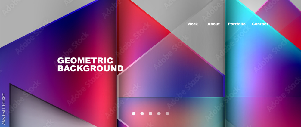 Flowing bright neon gradients geometric abstract background with triangles and lines. Fluid color pattern of color liquid gradient background for wallpaper, banner, background, card, landing page