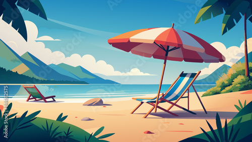 beach with umbrellas and chairs